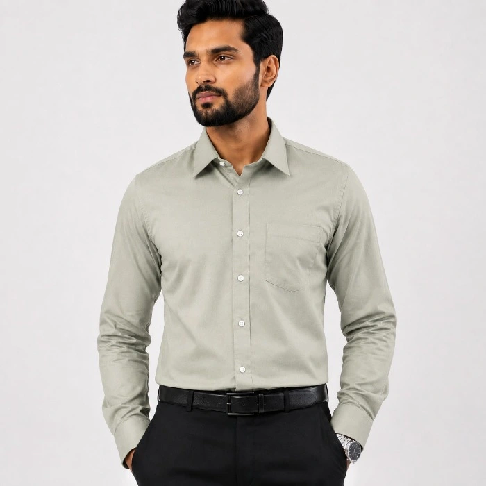 Signature Mens Formal Gray Long Sleeve Shirt